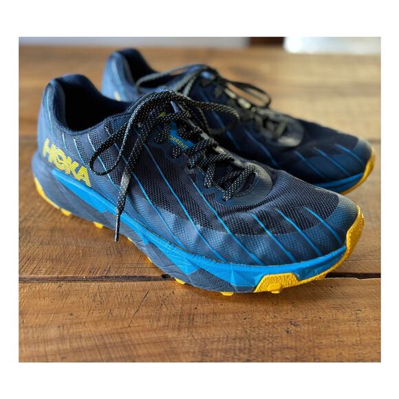 Hoka One One Mens Torrent 2 Blue Yellow Trail Outdoor Running Hiking Shoes 11 - Picture 1 of 13